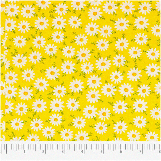 Sunshine Blooms Cotton Fabric Yellow 44in Yard