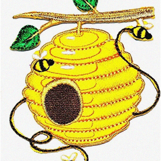 Buzzy Bee Tree Honeycomb Embroidered Patch