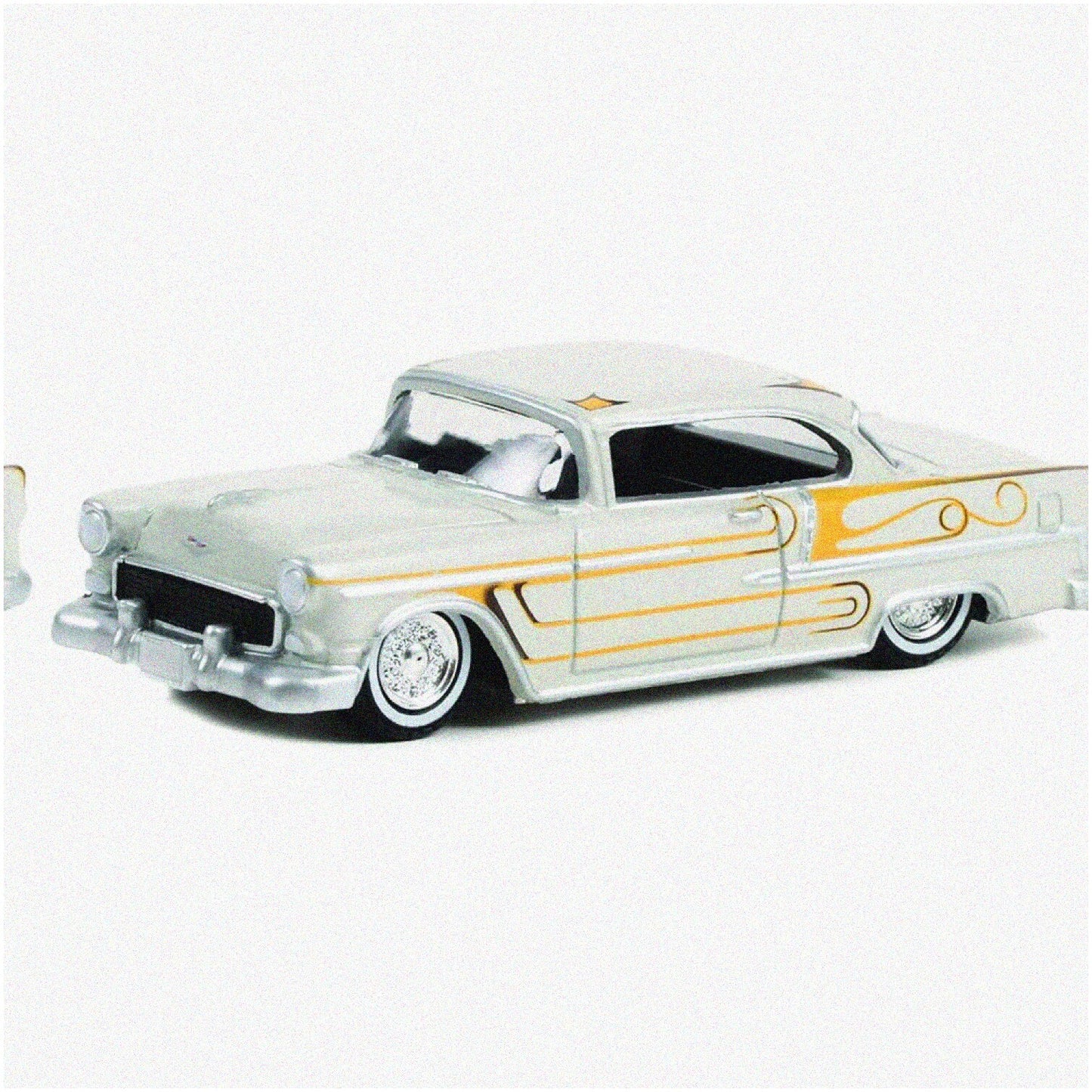 1955 Chevy Bel Air Custom Diecast Model 1:64 Light Gray Metallic Gold