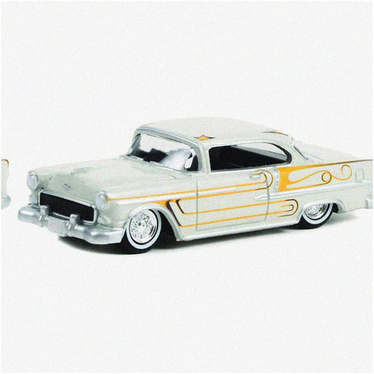 1955 Chevy Bel Air Diecast Model 1:64 Light Gray Metallic Gold