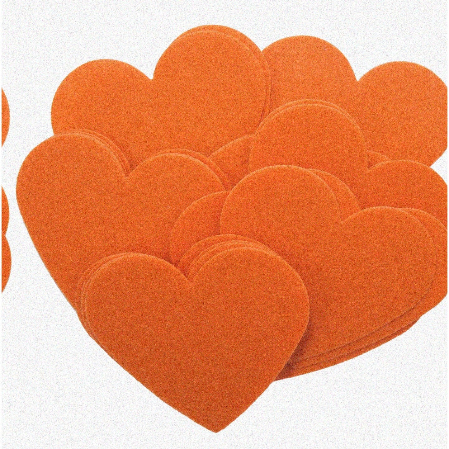 3" Orange Felt Hearts Set of 22