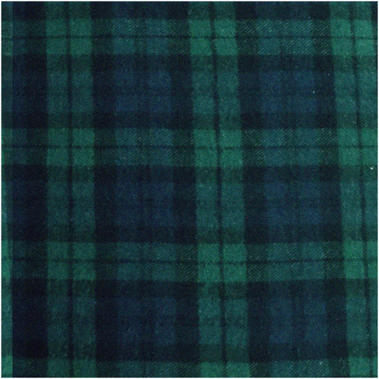 100% Cotton Flannel Fabric Blue Green Plaid 58/60" 1 Yard