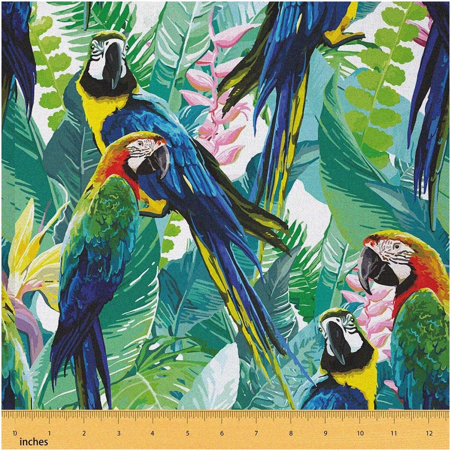 Hawaiian Leaves & Birds Fabric Waterproof Outdoor 5 Yards