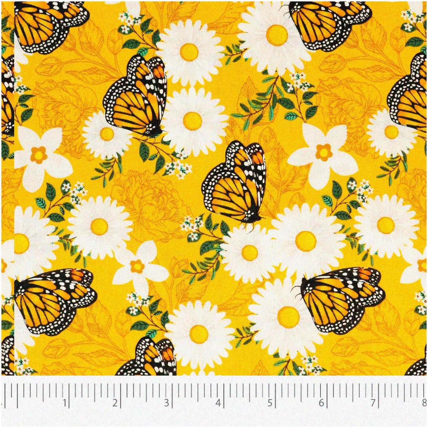 Butterfly Breeze Cotton Print Fabric Orange Green 44in Yard