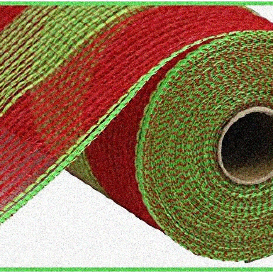 JuteJoy Red/Green Stripe Mesh Ribbon 10 Yards