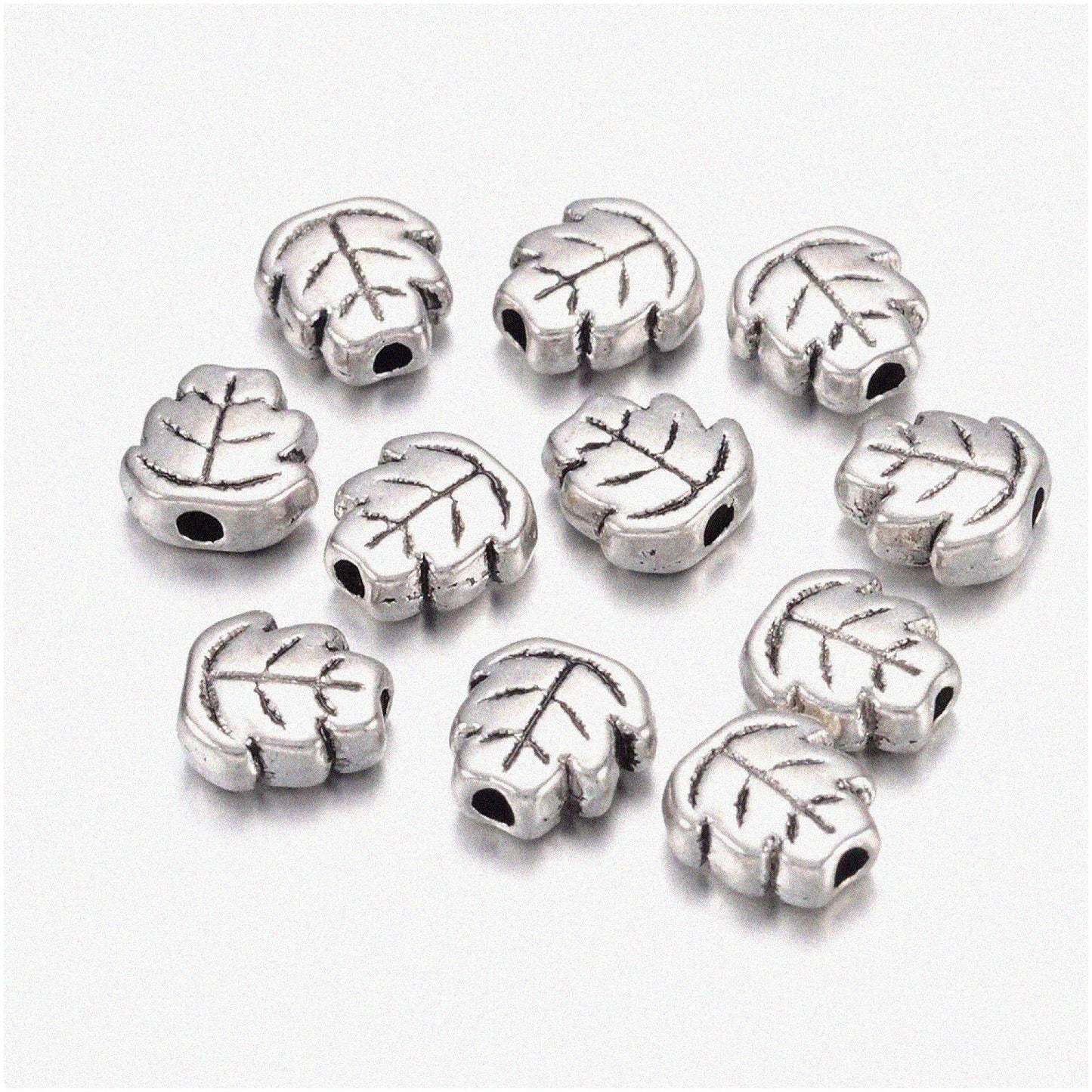 Silver Leaf Charm Beads 7mm 100pcs
