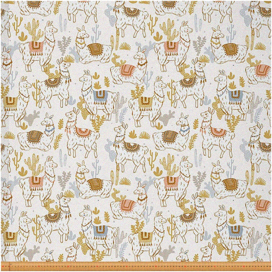 Whimsical Alpaca & Cactus Fabric 1 Yard