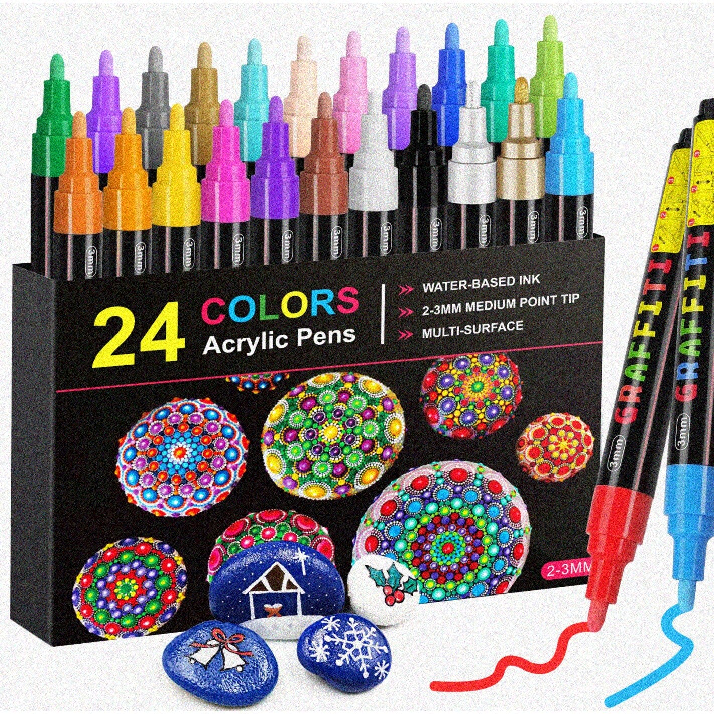 24-Piece Acrylic Paint Pen Set, Vibrant Colors