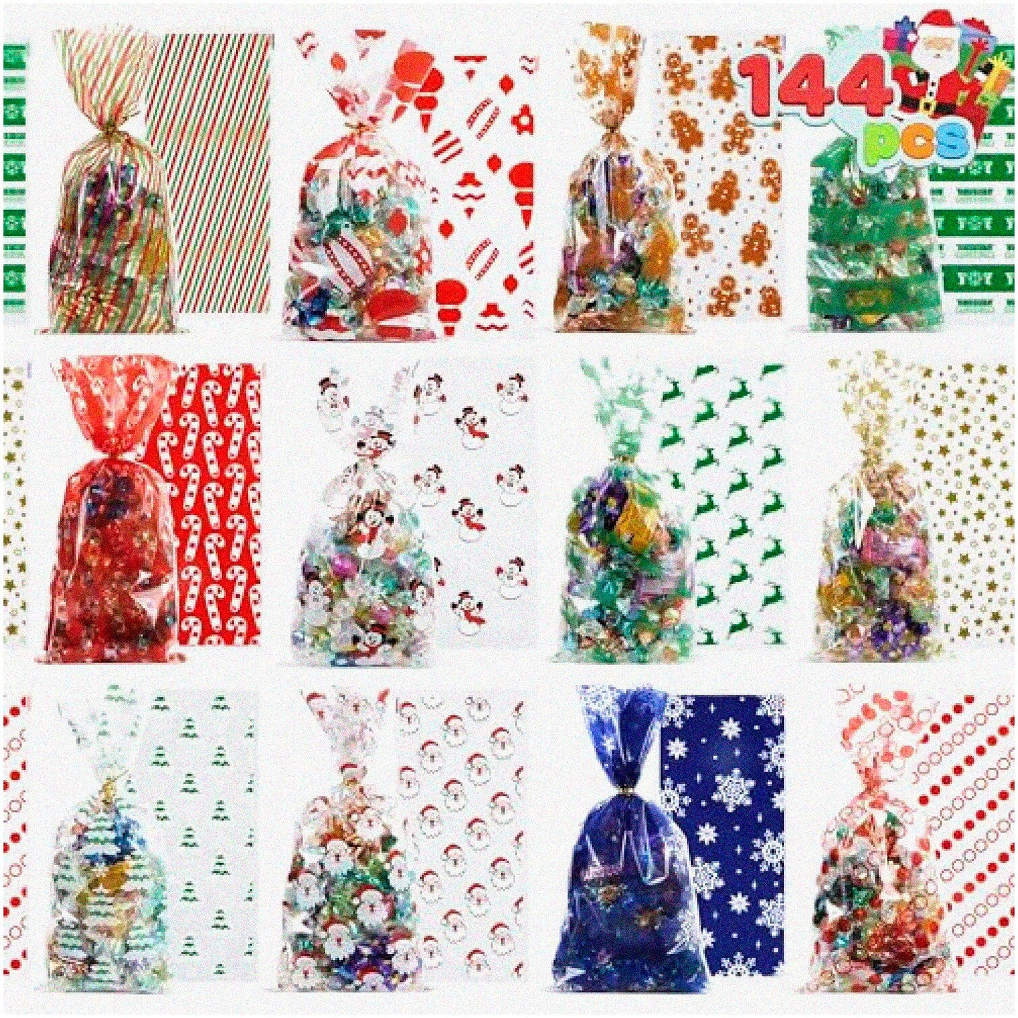 144 PCS Clear Cellophane Gift Bags for Candy and Treats