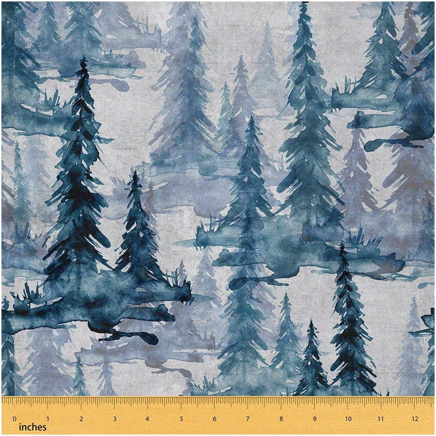 Upholstery Fabric Woodland Trees Watercolor Ink Plants 5 Yards
