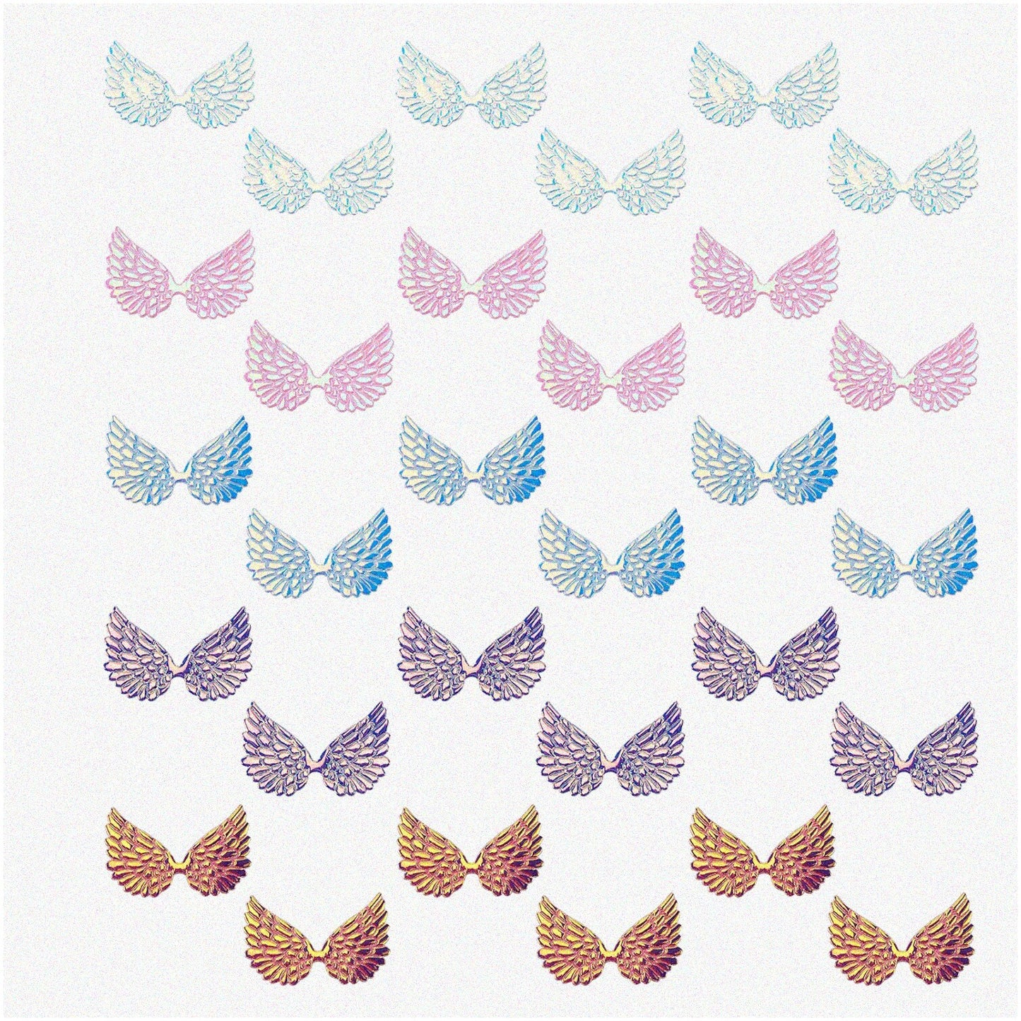 40pcs Iridescent Mini Angel Wings Fabric Patches in 5 Colors