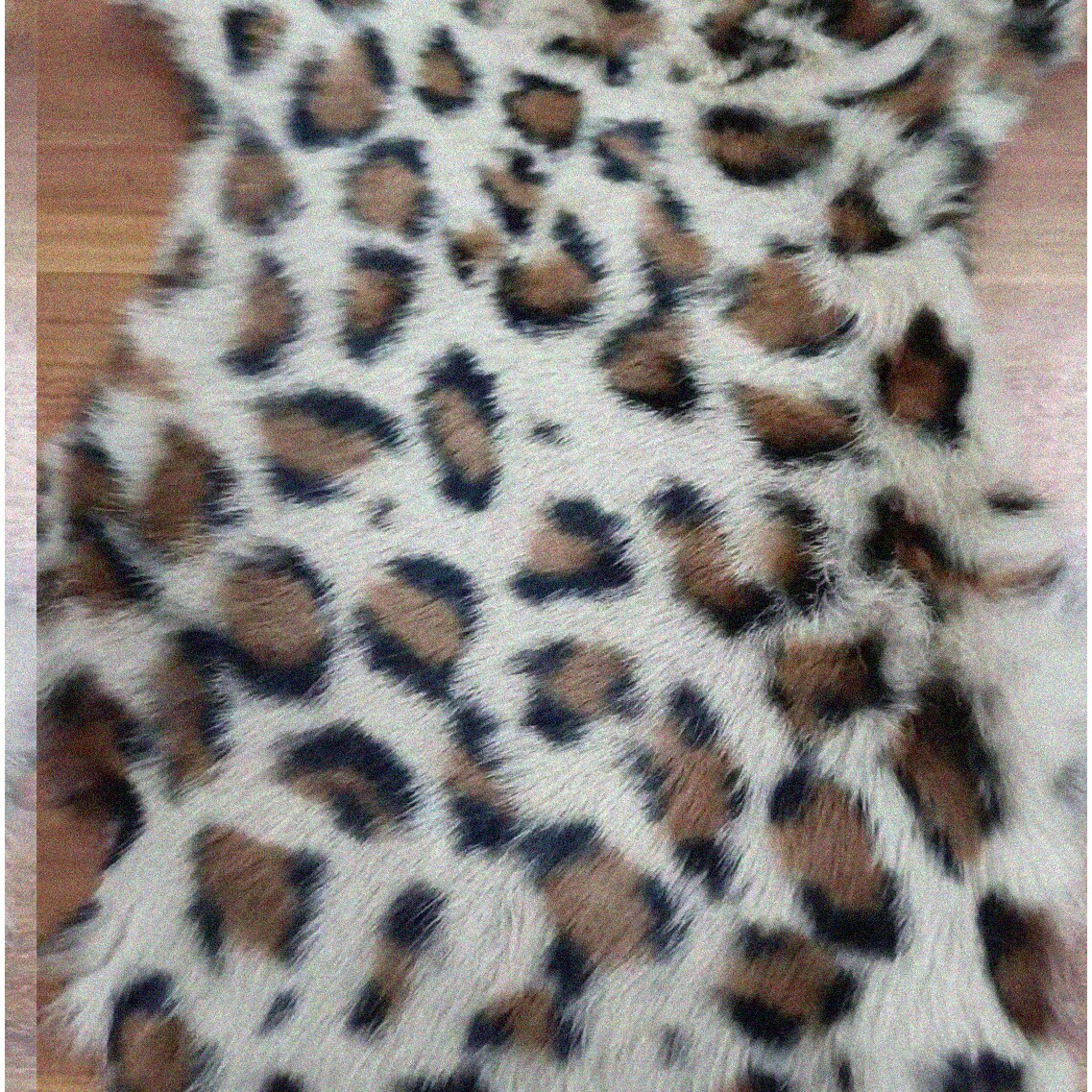 Wildcat Chic Leather Patchwork Rabbit Pelt 10x12 with Leopard Cat Print