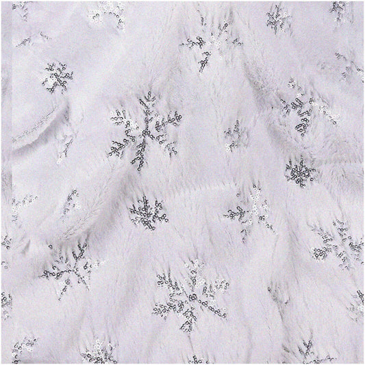 Sequin Snowflake Fabric 2 Yards White/Silver