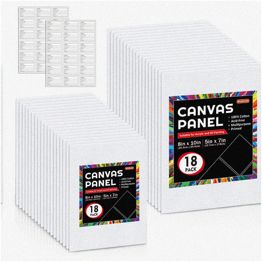 36 Pack Cotton Canvas Boards 5x7 and 8x10 Inches