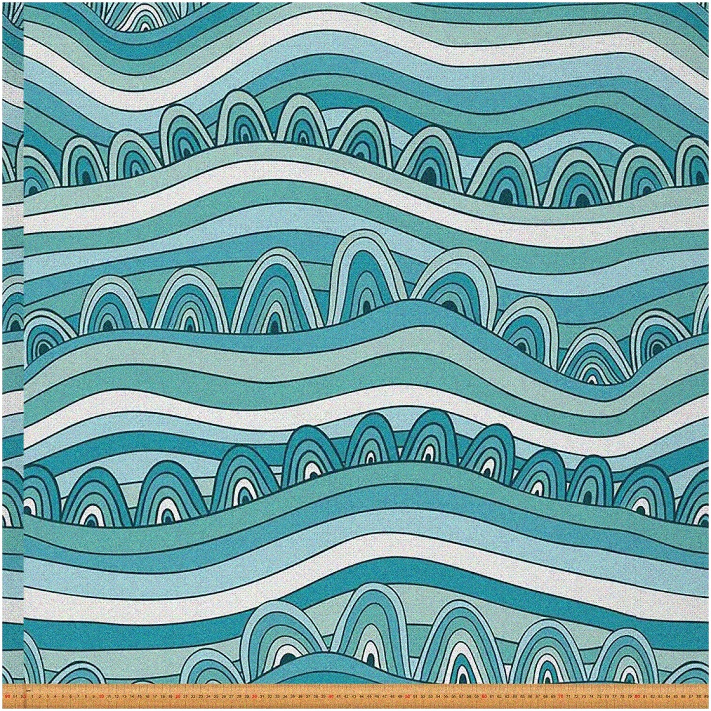 Sea Breeze Canvas Nautical Waterproof Fabric Blue Ocean Waves 72x59 Inches