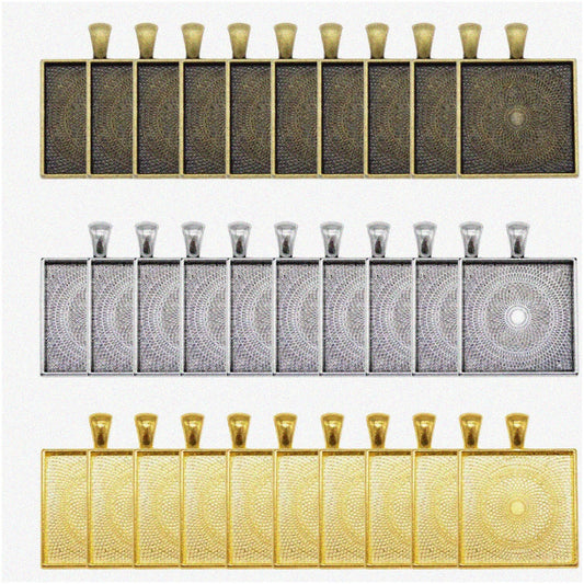 30 Pack Square Metal Base Settings for Jewelry 36x28mm