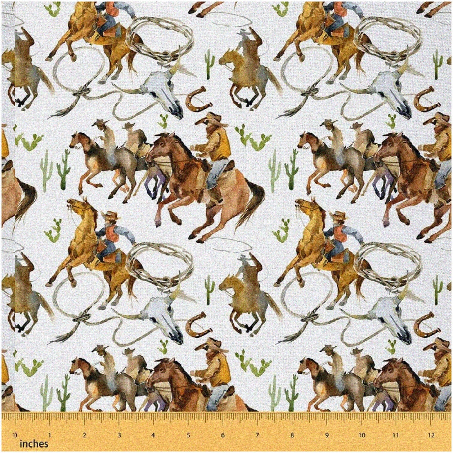 Wild West Rodeo Cowboy Upholstery Fabric 3 Yards Rustic Grunge