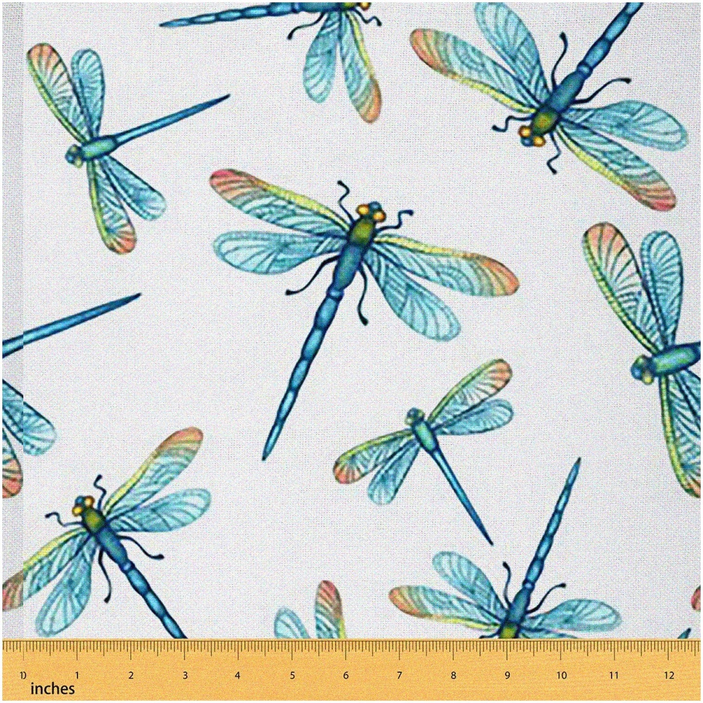 Blue Dragonfly Fabric for Boho Decor, 72x59 inches