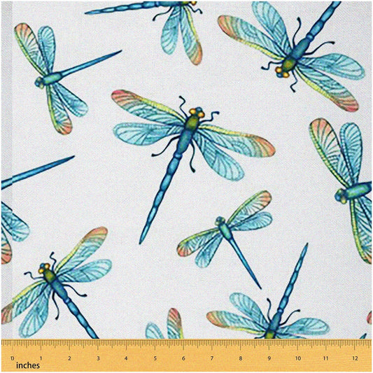 Blue Dragonfly Fabric for Boho Decor, 72x59 inches