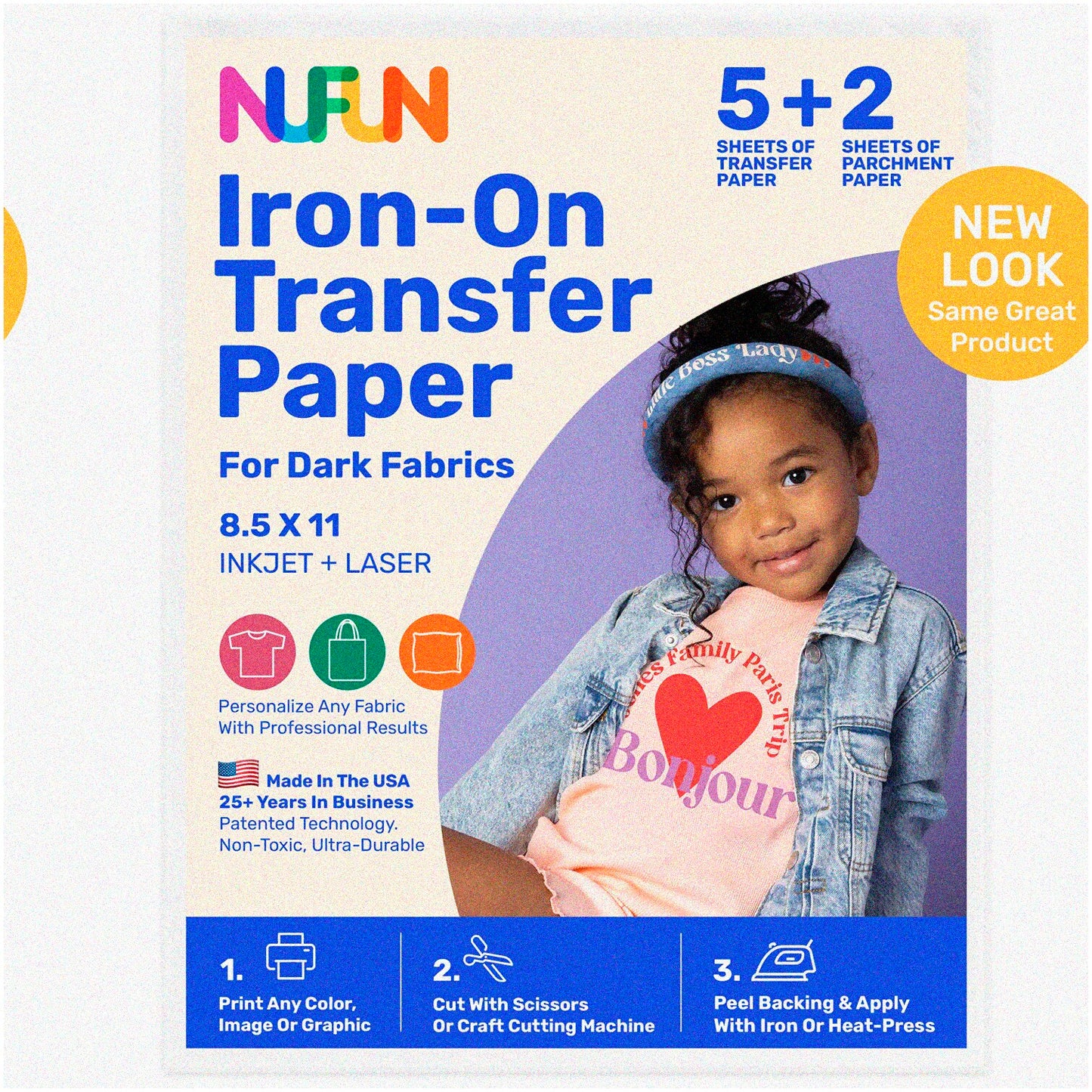 USA-Made ProPrint Iron-On Heat Transfer Paper for Dark Fabrics 5 Sheets