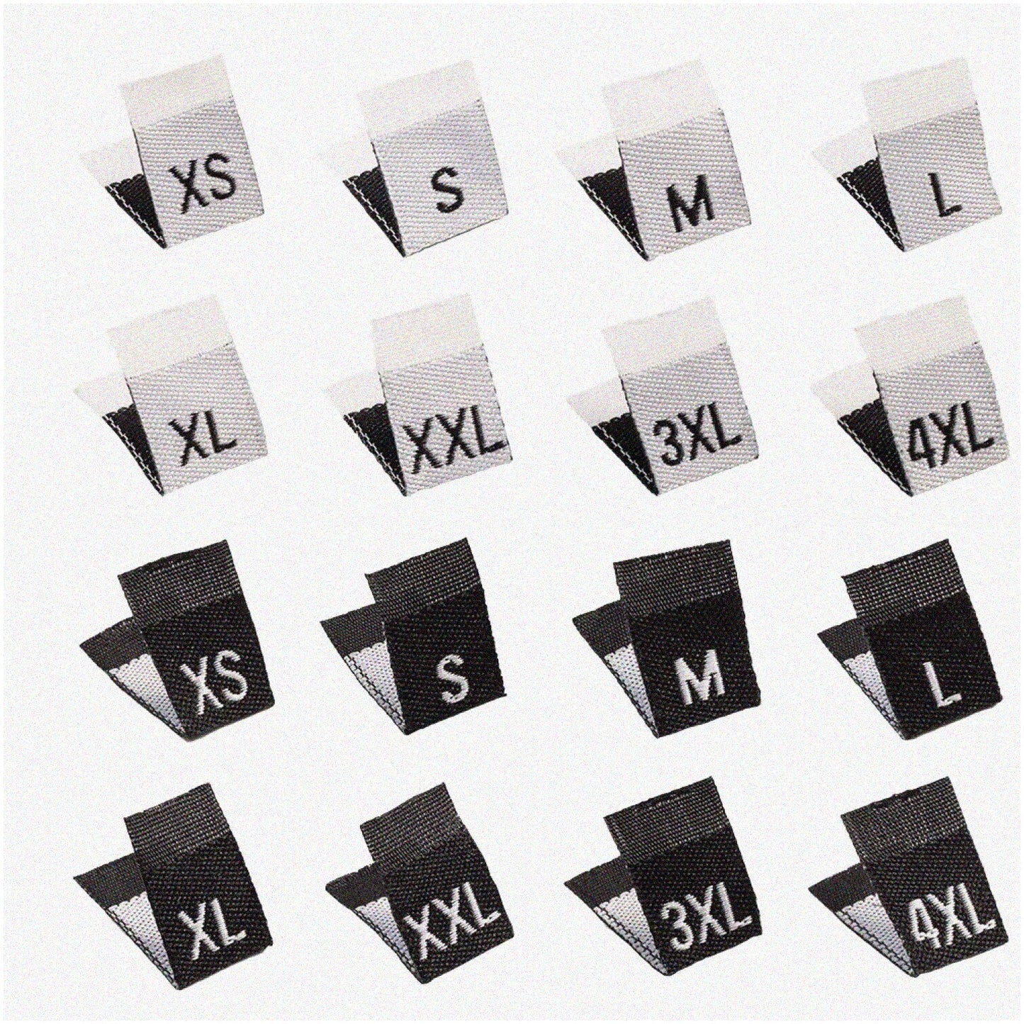 480 Pcs Sewing Clothing Size Labels, Cotton, Embroidered, 8 Sizes