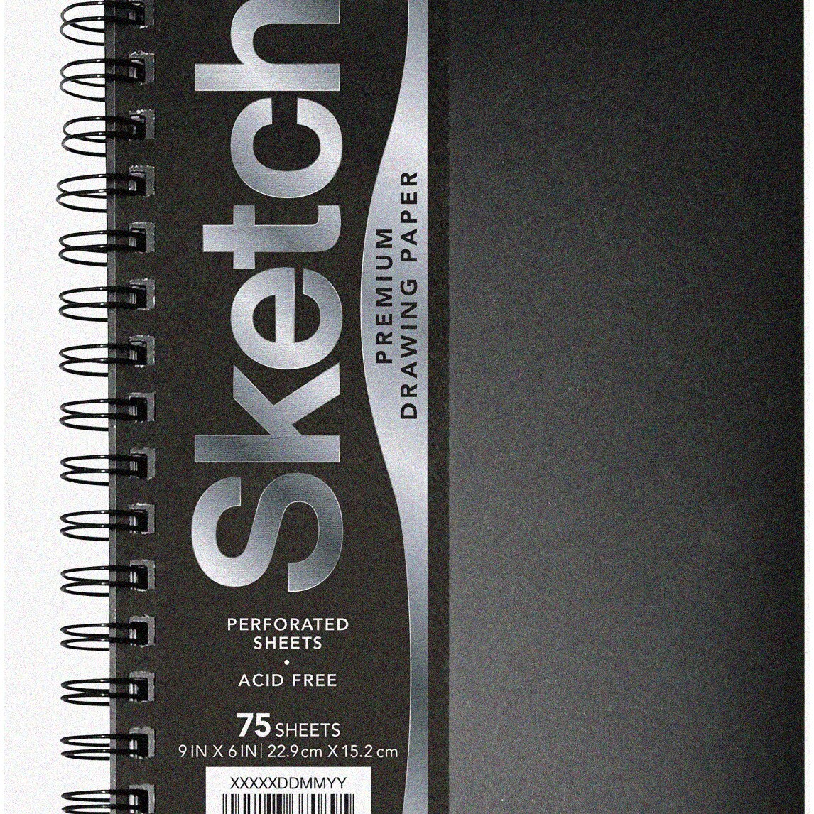 Sketchbook Black Cover 6x9 75 Sheets