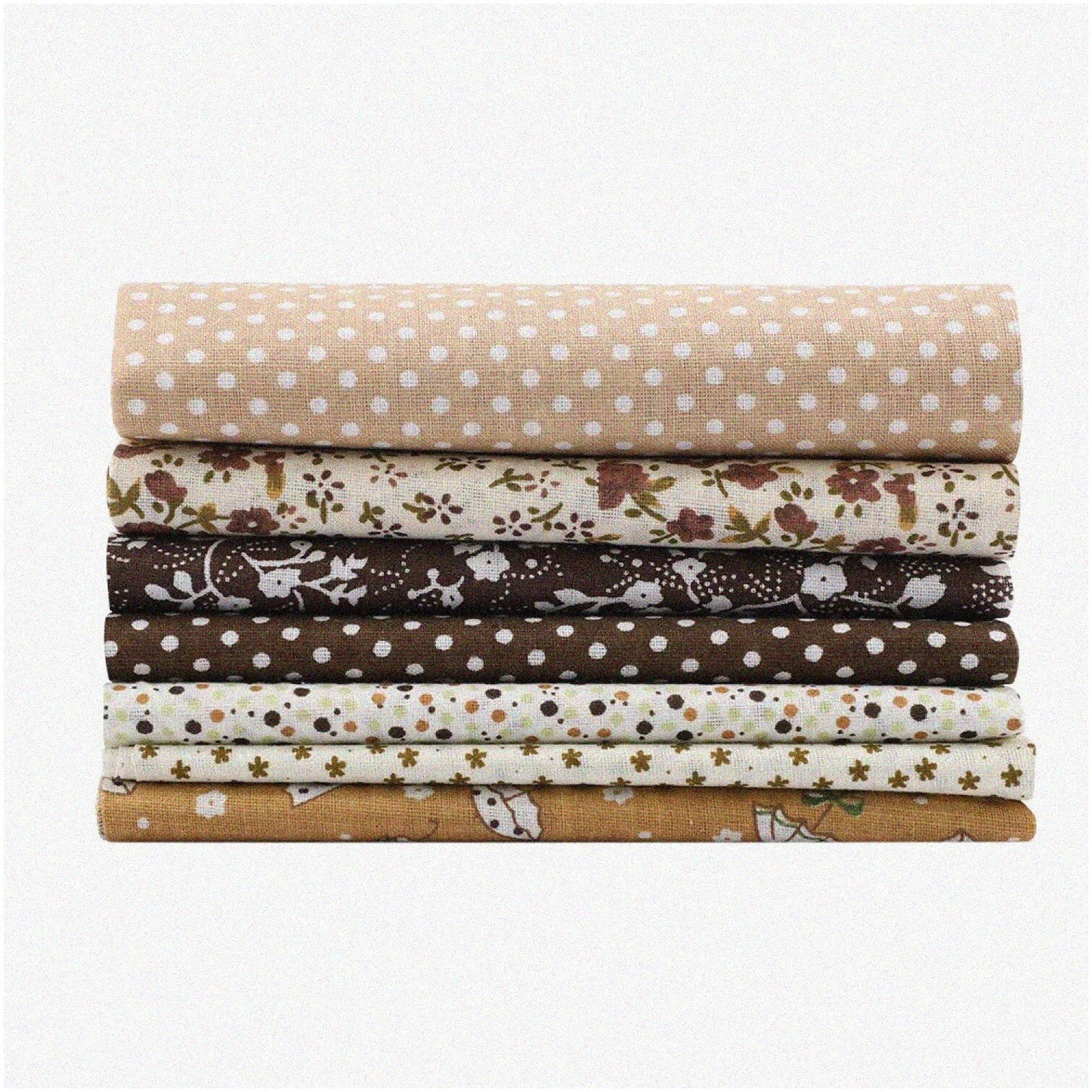 Floral Dot Brown Cotton Quilt Bundle 7 Squares