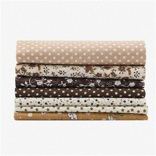 Brown Cotton Quilt Bundle with 7 Floral Dot Squares