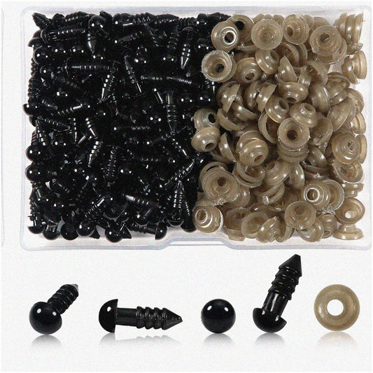 150pcs Black Plastic Safety Eyes 6mm for Stuffed Animals
