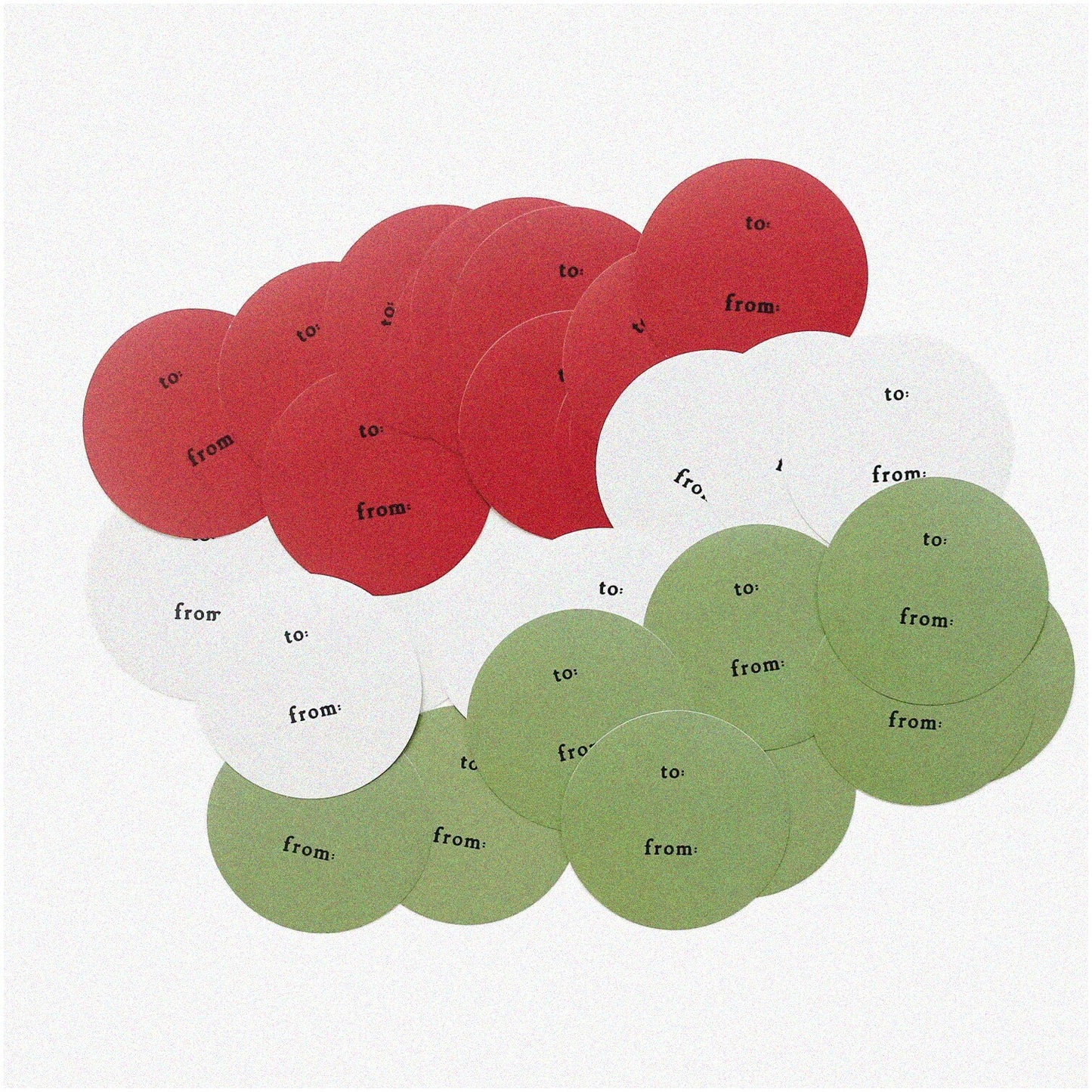 30-Piece Holiday Gift Tag Stickers Red Green Cream