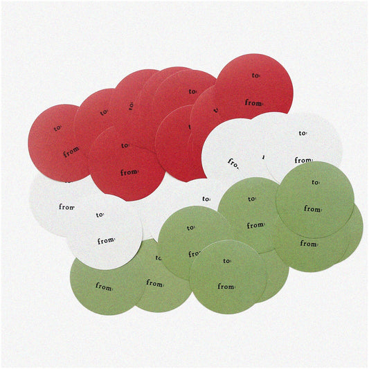 30-Piece Holiday Gift Tag Stickers in Red, Green, Cream