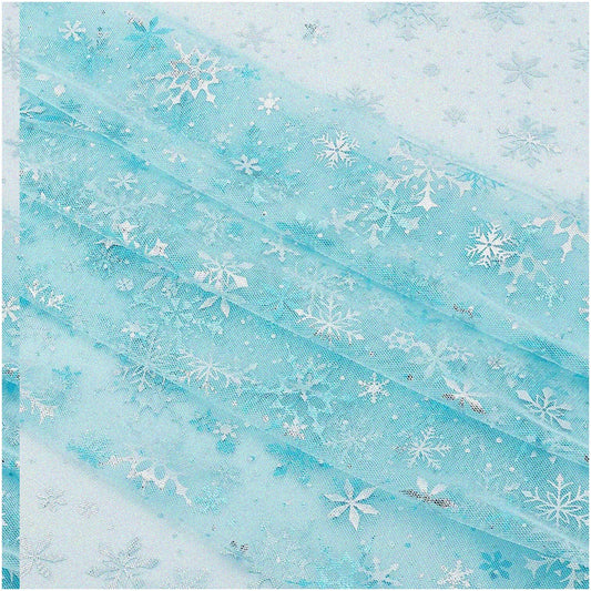 Snowflake Mesh Fabric Light Sky Blue 1.5m x 3m