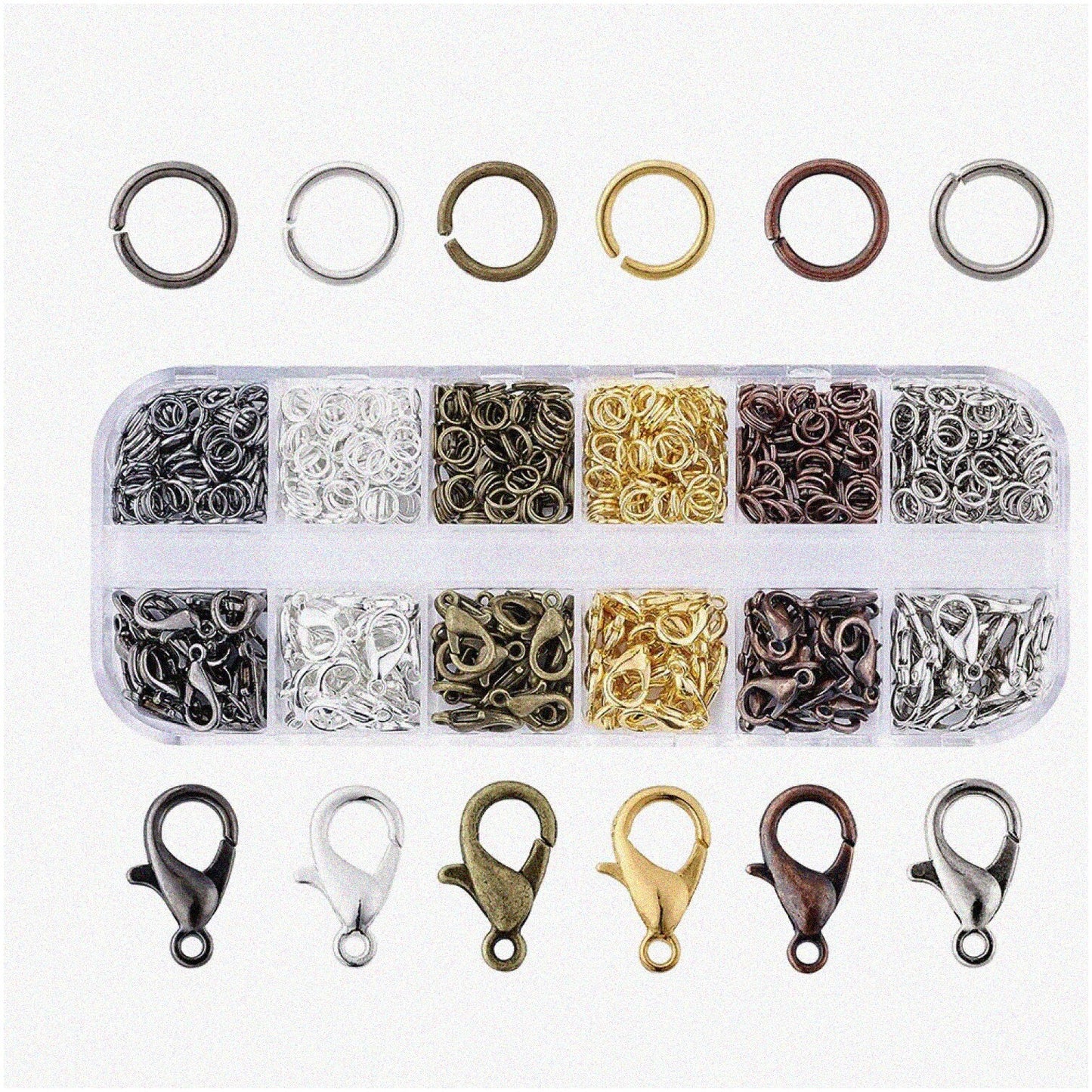 Rainbow Charm Craft Kit with 6 Jewelry Findings, Jump Rings, Lobster Clasps