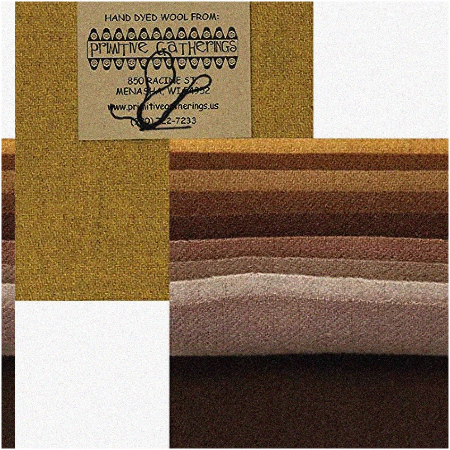 Primitive Hand-Dyed Wool 5-Inch Squares Pack 10 Pieces