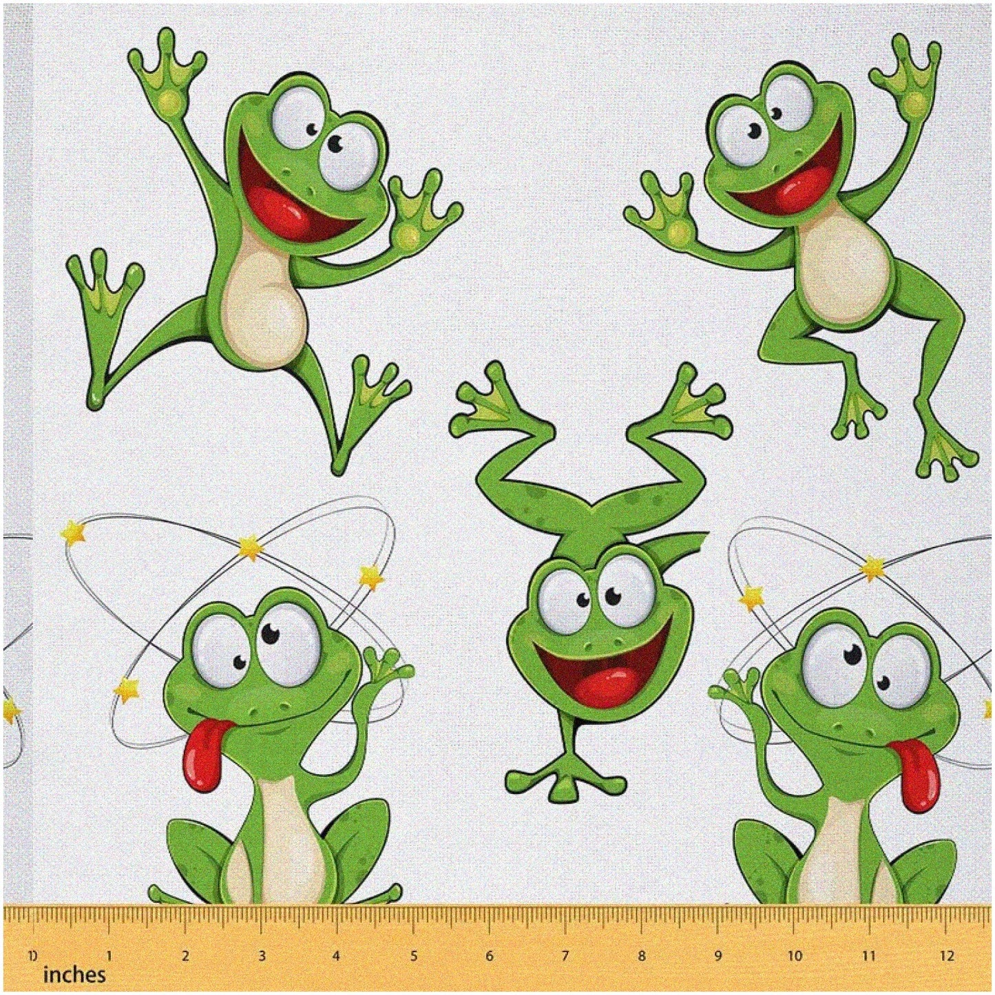 Froggy Paradise Fabric Waterproof Outdoor Upholstery 2 Yards Green White