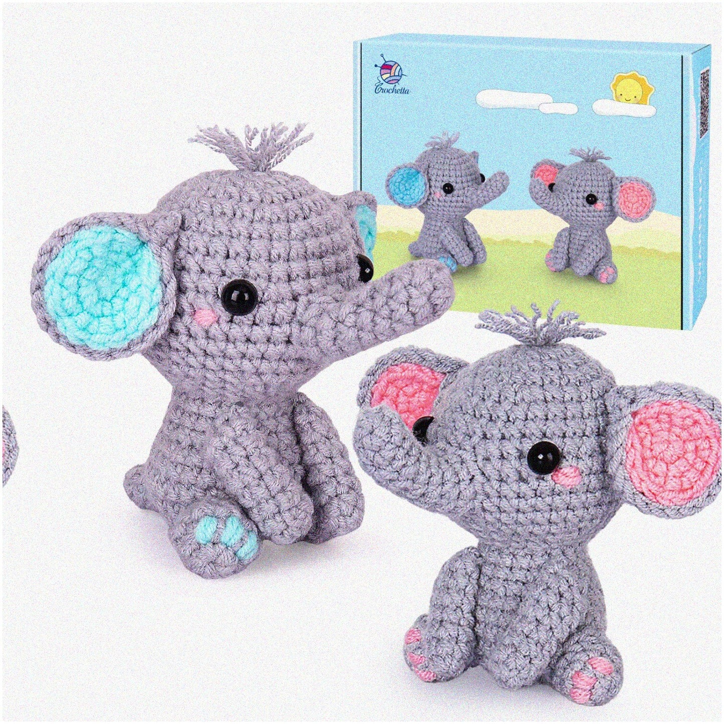 Elephant Family Crochet Adventure Kit 4 Yarns 2 Pack