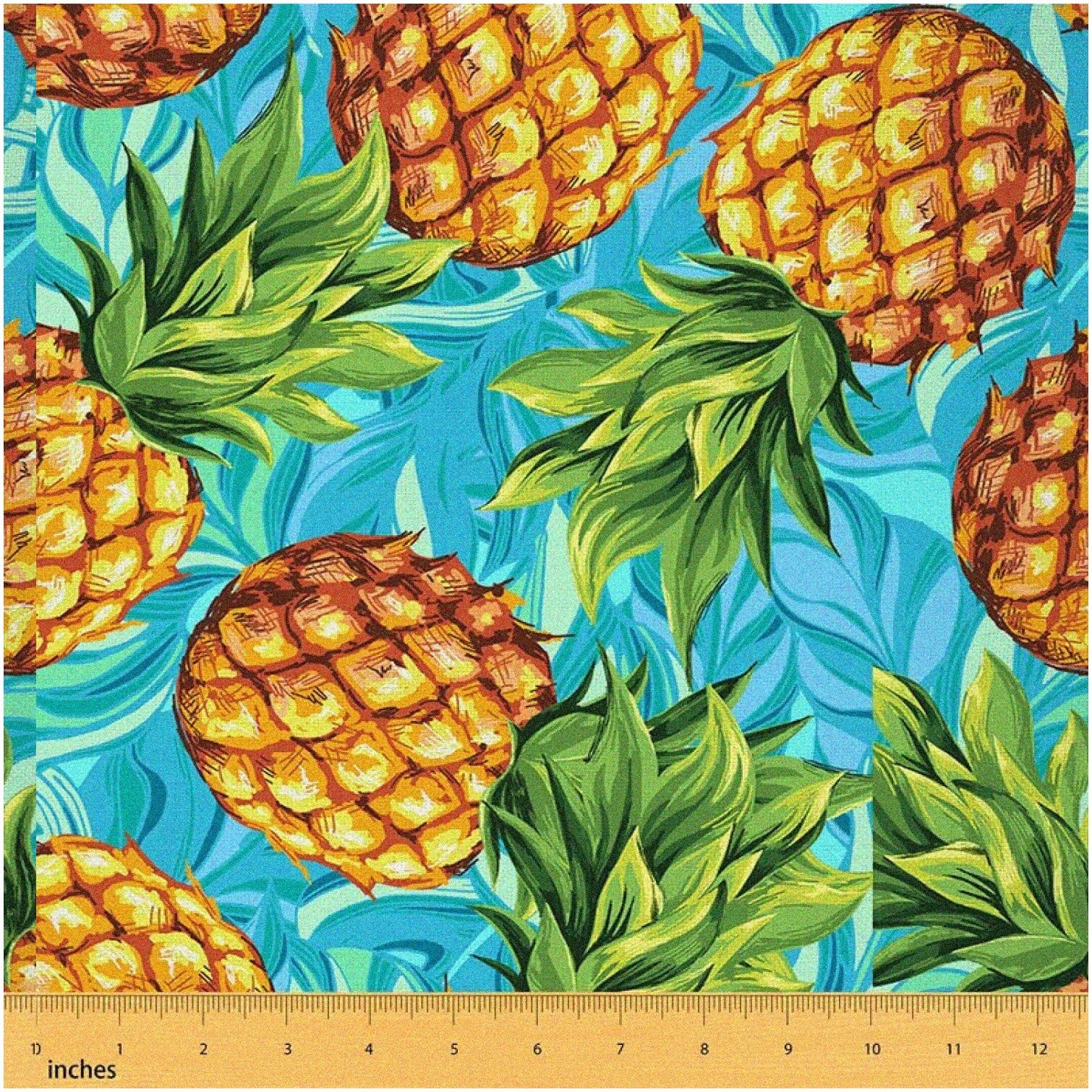 Tropical Paradise Pineapple Fabric 3 Yards Green Yellow