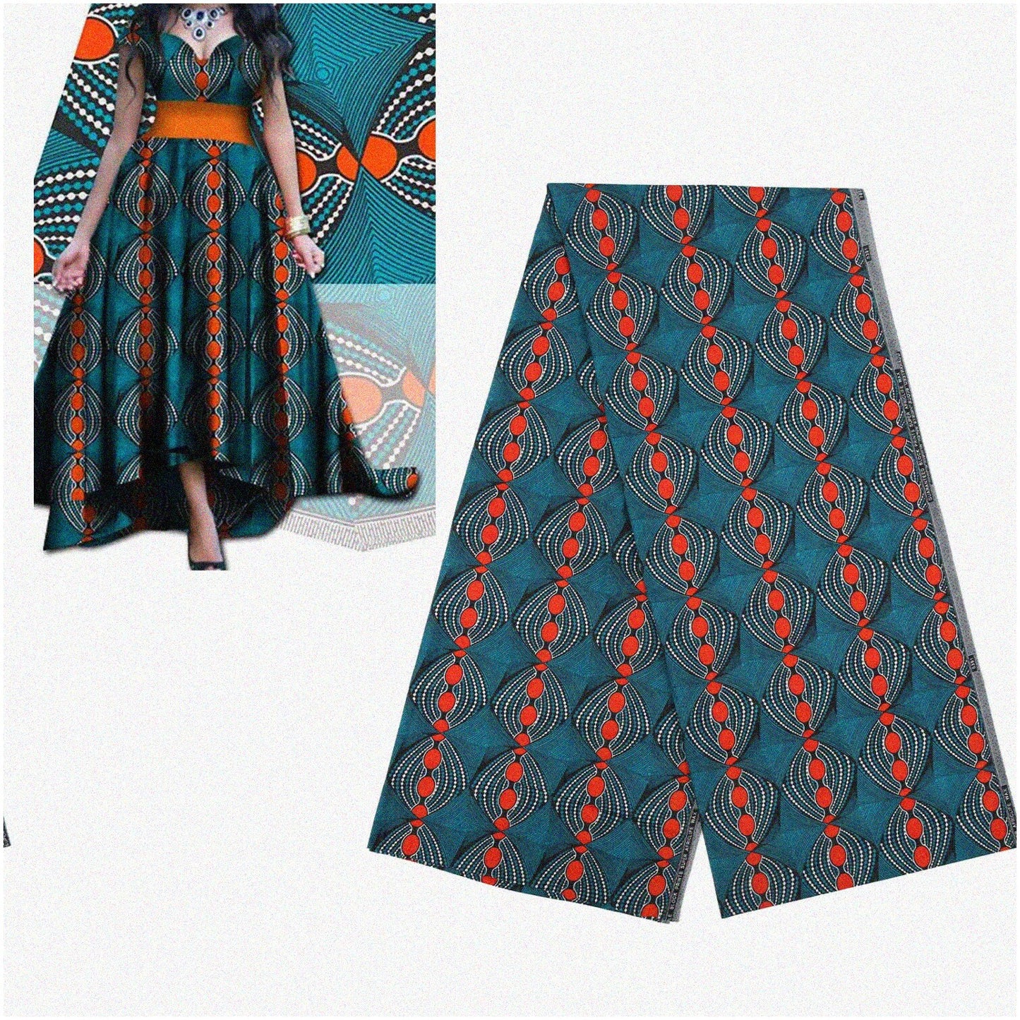 Vibrant Tribal Print Polyester Fabric 6 Yards