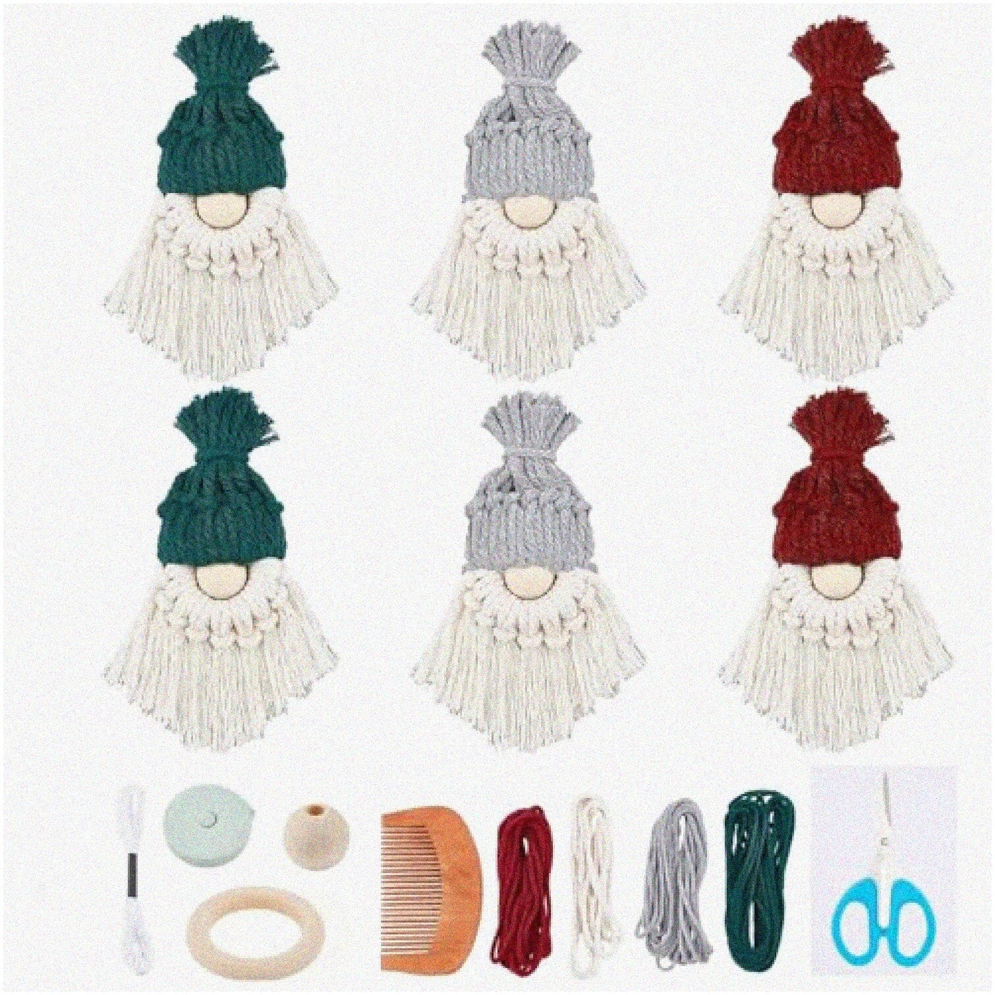 Macra-Gnome Magic DIY Kit for Tree Decor 6 Gnome Figures