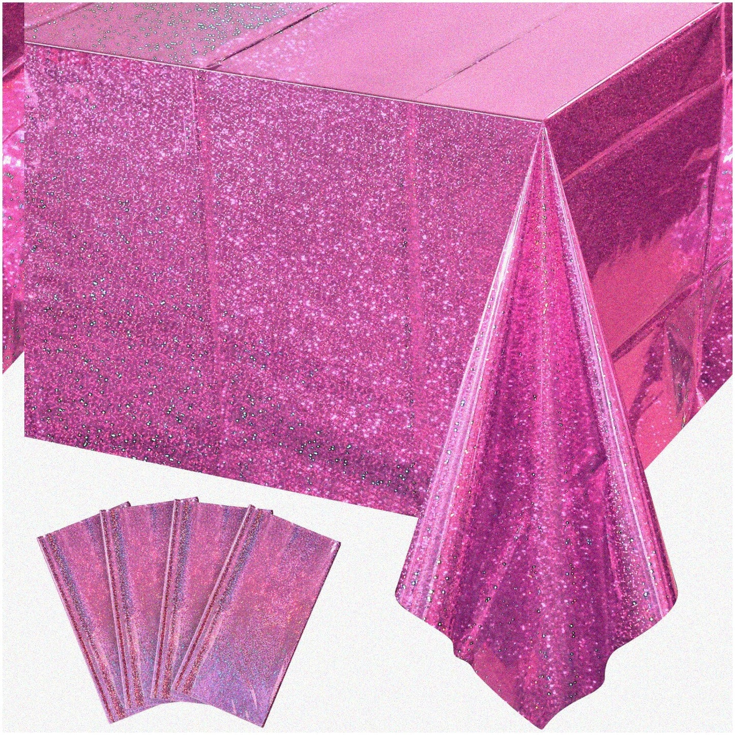 Iridescent Pink Plastic Tablecloths 4 Pack 54x108 Inches