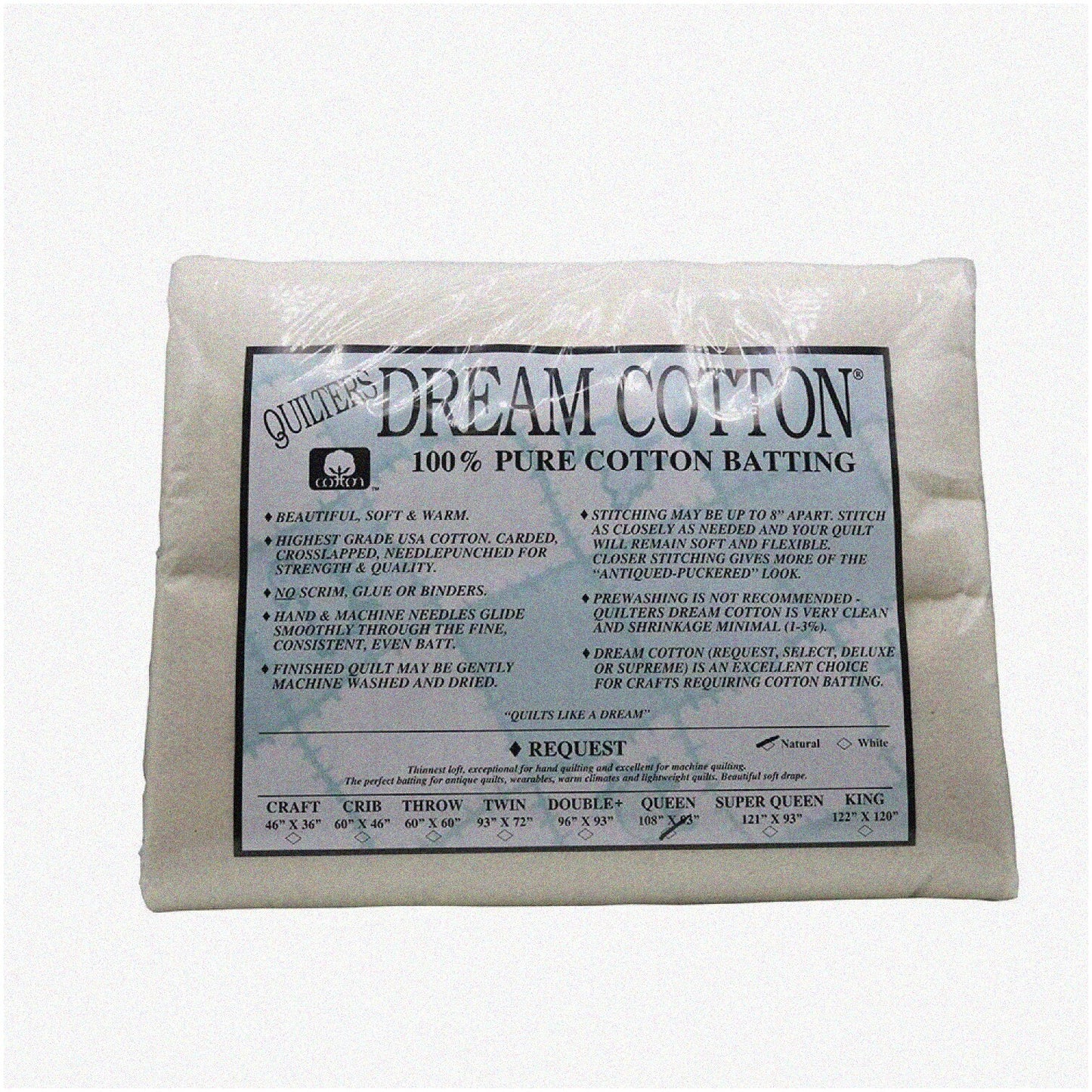 Cotton Queen Loft Batting Natural 108x93