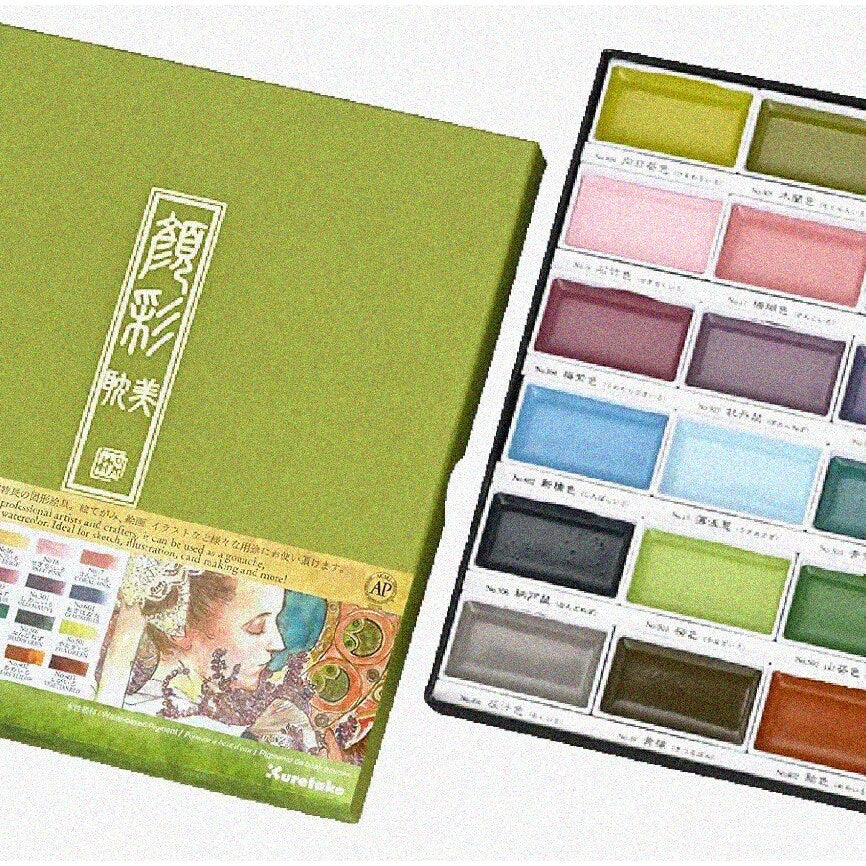 Watercolor Paint Set 24 Colors Art Nouveau Japanese Art Supplies