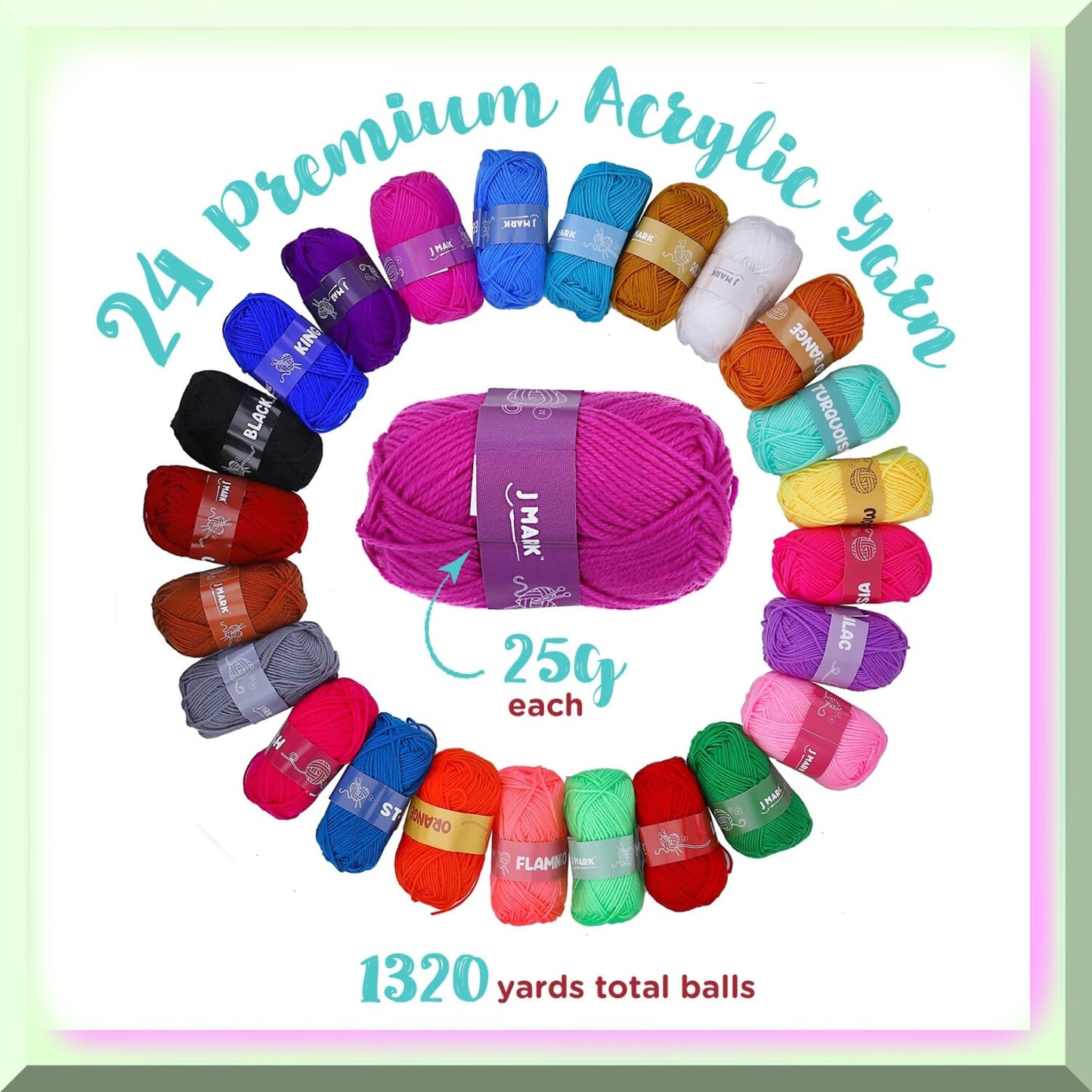 Beginner Crochet Kit with 24 Yarn Balls and 9 Hooks