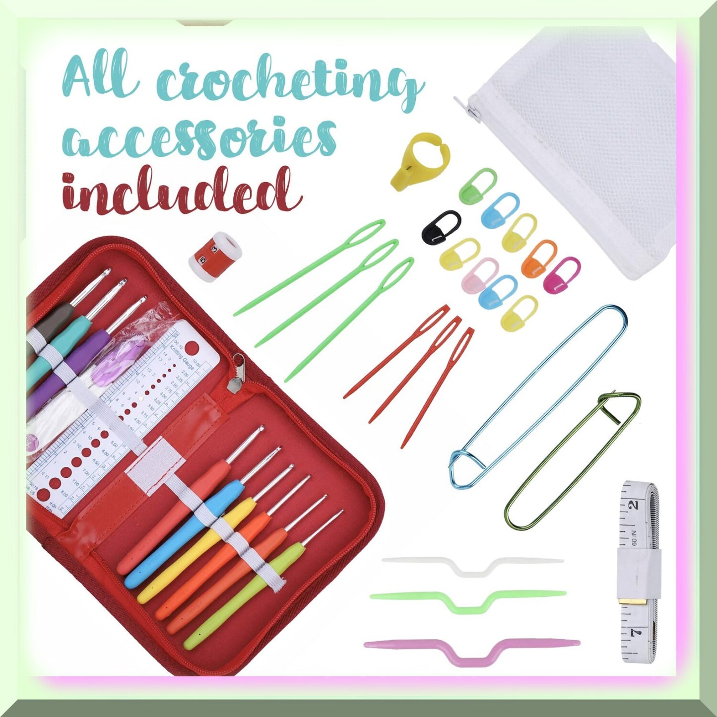 Beginner Crochet Kit with 24 Yarn Balls and 9 Hooks