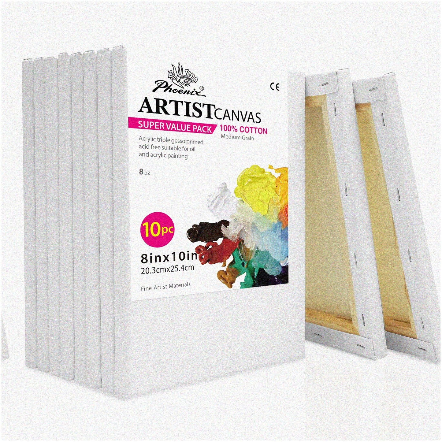 8x10 Inch Canvas Pack, 10 Sheets, Triple Primed, Cotton