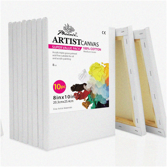 8x10 Inch Canvas Pack with 10 Sheets