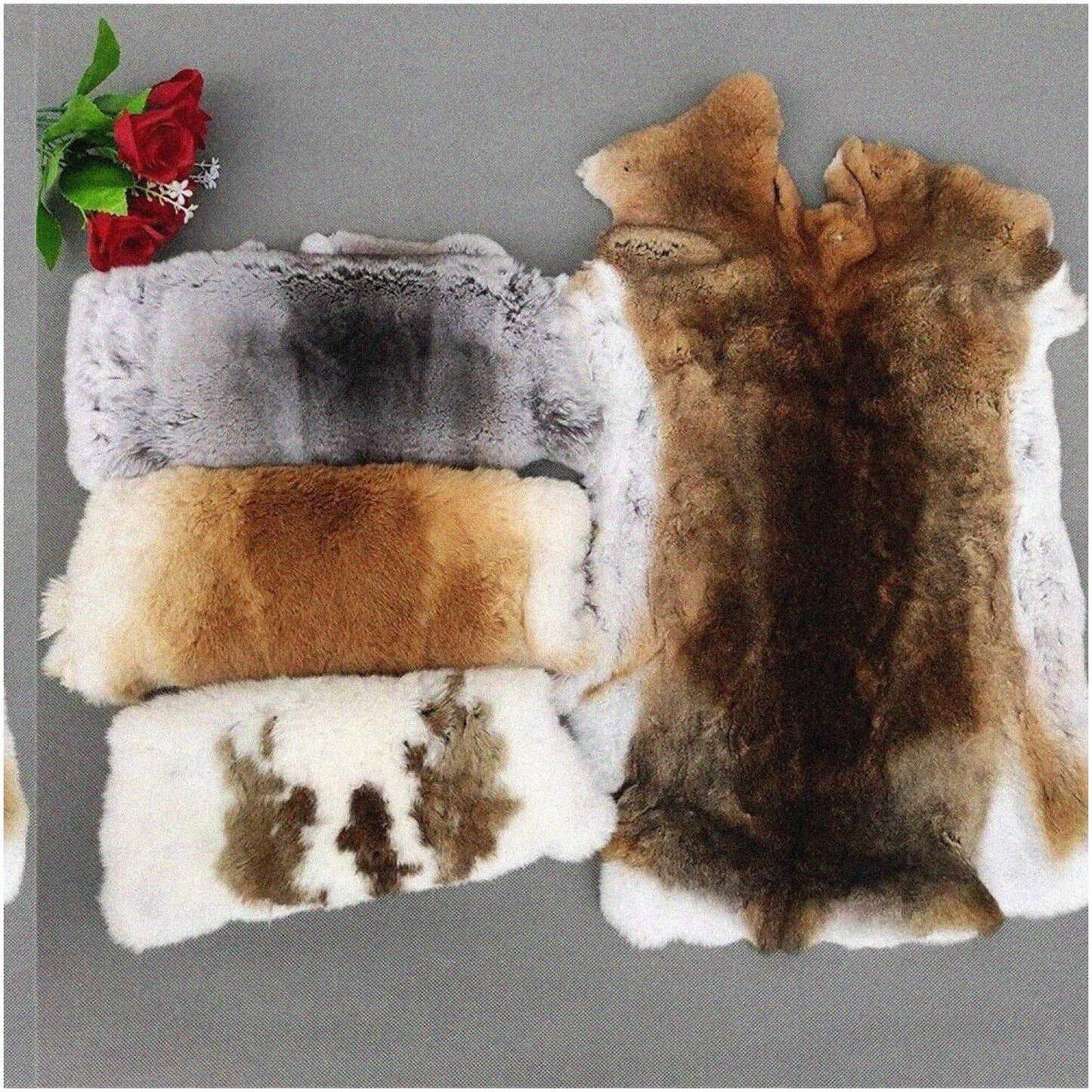 5PCS Rabbit Pelts Leather Craft Decoration Toy Material