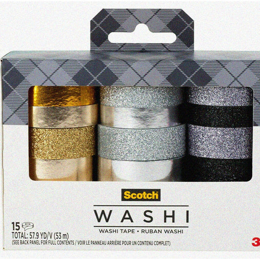Glitter Metallic Washi Tape Set 15 Rolls