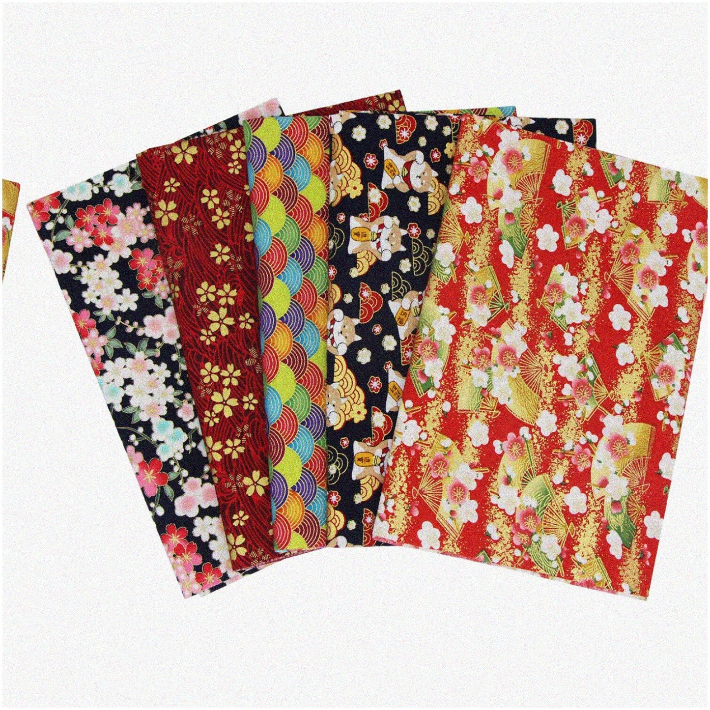 Cotton Fabric Bundle 5PCS Red Navy 50x50cm