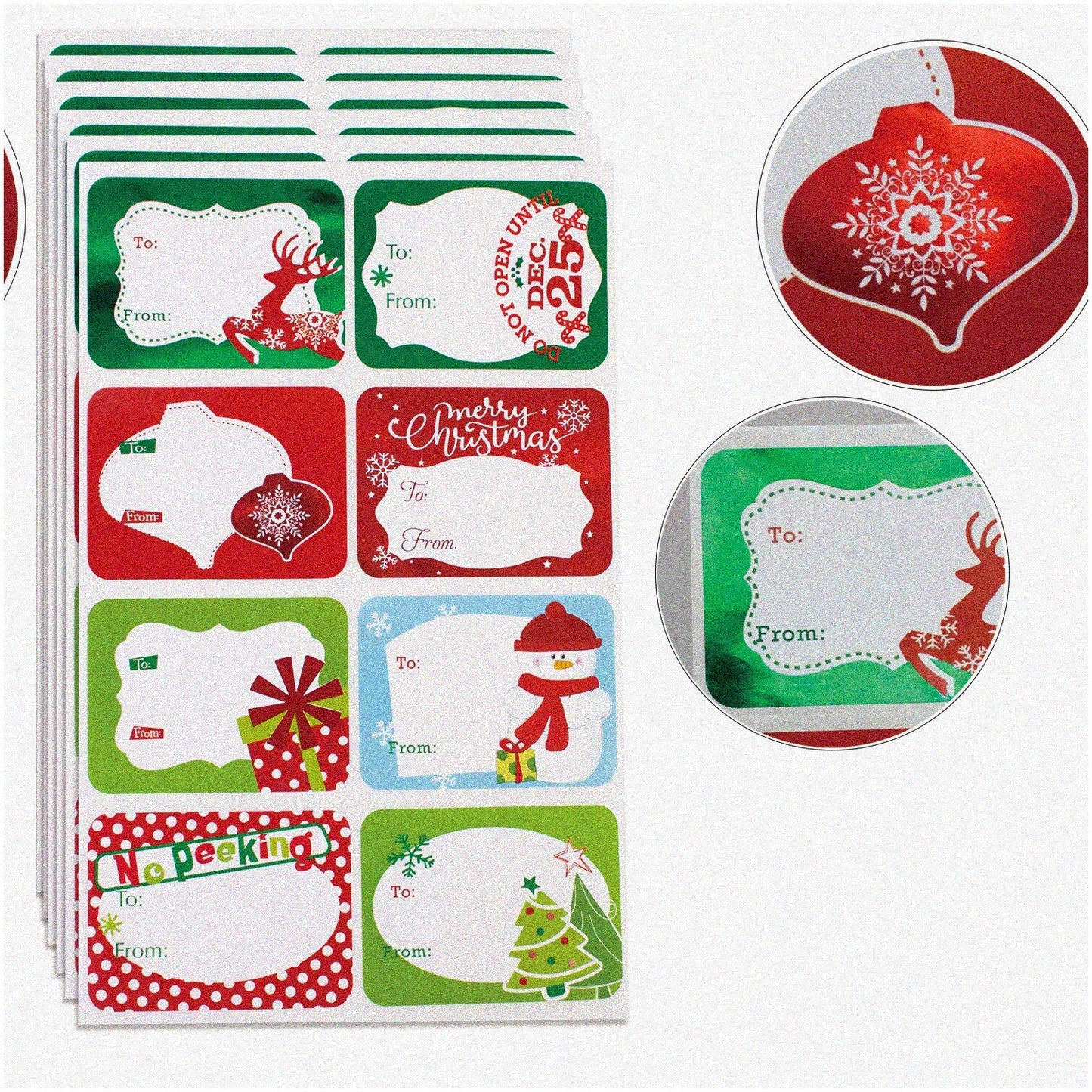 Jumbo Xmas F Tags - 80-Count Sticker Set